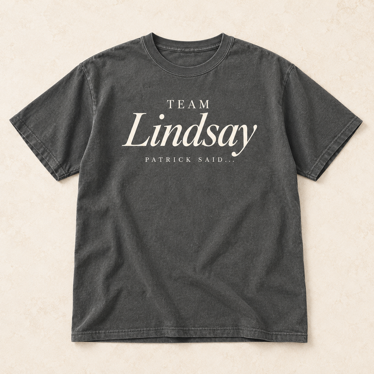 Proposed Team Lindsay print on a Pepper unisex tee