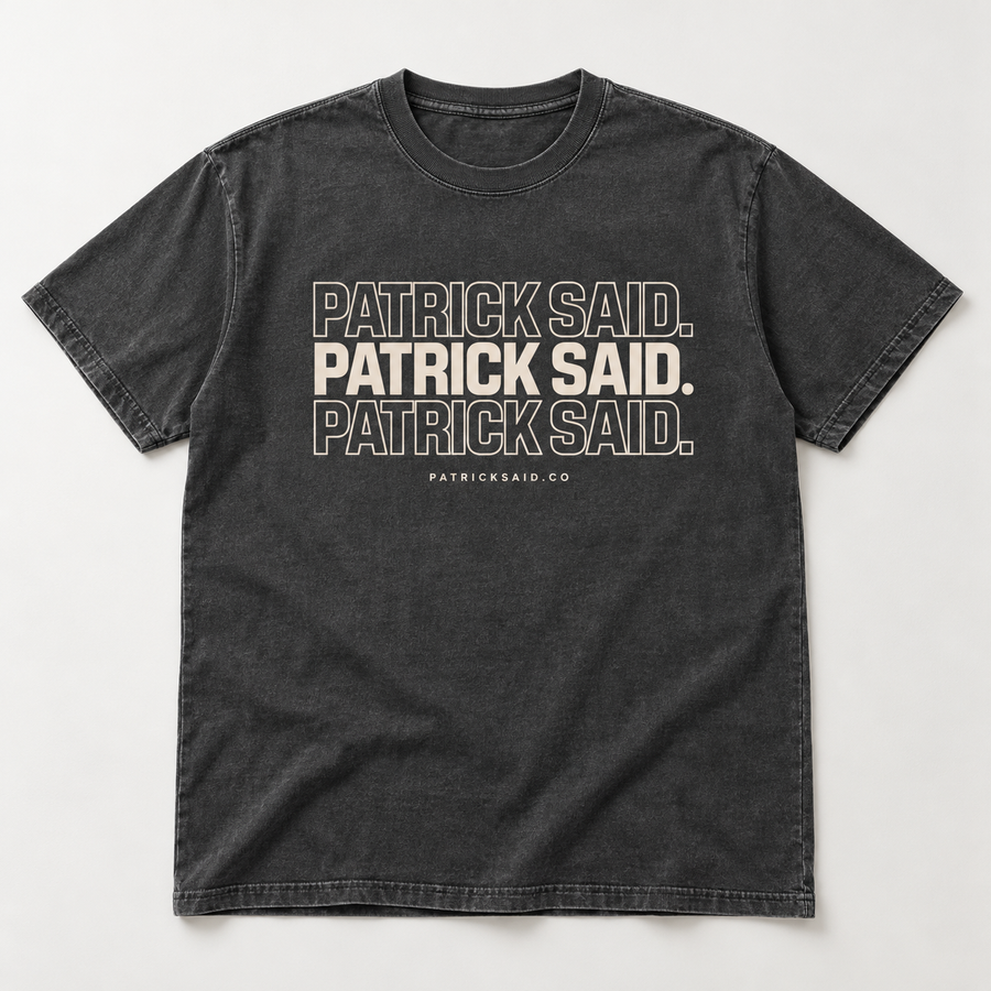 Charcoal Patrick Said stacked typography T-shirt design